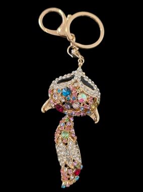 Gold Multicolor Crystal Fox Bsg Charm Keychain Pendant